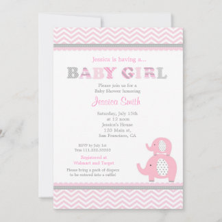 Convite para Chás de fraldas de elefante