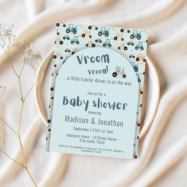 Convite para chás de fraldas de fazenda de conduto (Criador carregado)