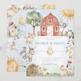 Convite para Chás de fraldas de Fazenda de Red Bar