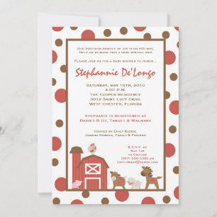 Convite para Chás de fraldas de Fazenda RedBarn C