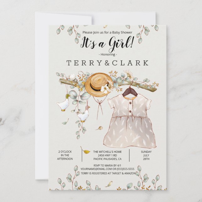 Convite para Chás de fraldas de Fazenda Russo para (Frente)