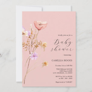 Convite para Chás de fraldas de flor selvagem