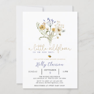 Convite para Chás de fraldas de flor selvagem
