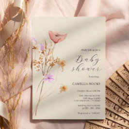 Convite para Chás de fraldas de flor selvagem