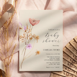 Convite para Chás de fraldas de flor selvagem