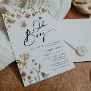 Convite para Chás de fraldas de Flor Selvagem