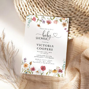 Convite para Chás de fraldas de flor selvagem