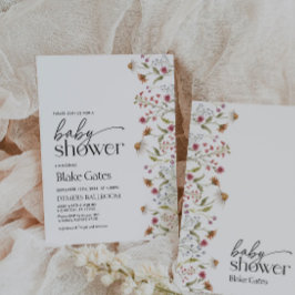 Convite para Chás de fraldas de flor selvagem