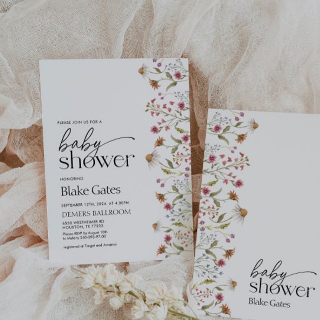 Convite para Chás de fraldas de flor selvagem (Criador carregado)