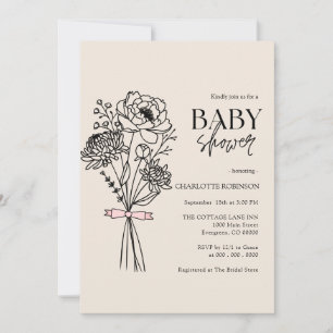 Convite para Chás de fraldas de flor selvagem