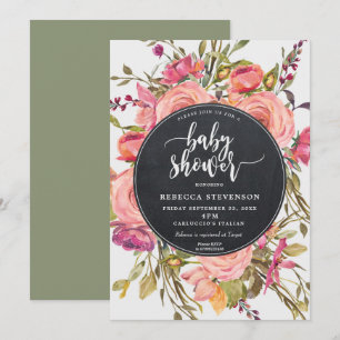 convite para chás de fraldas de flores selvagens 