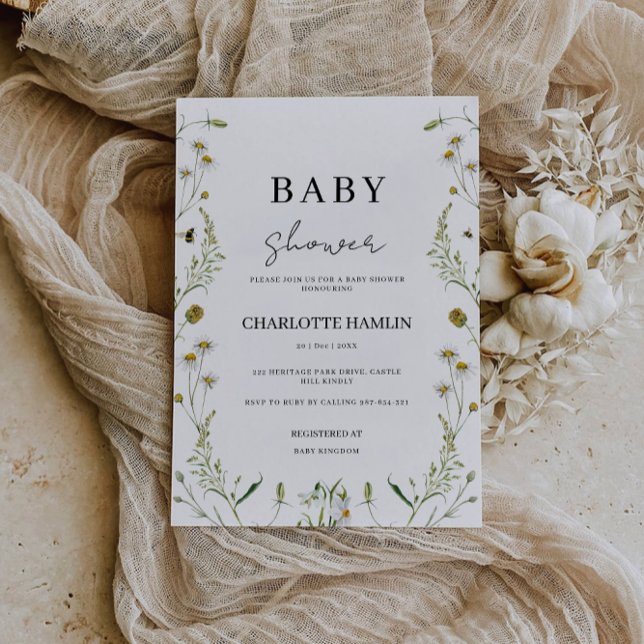 Convite para Chás de fraldas de flores selvagens (Wildflowers Baby Shower Invitation)