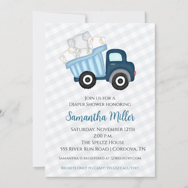 Convite para Chás de fraldas de fraldas (Frente)