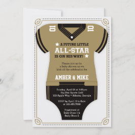 Convite para Chás de fraldas de futebol, Dourado, 