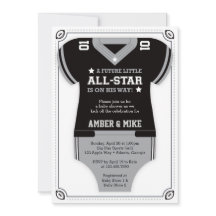 Convite para Chás de fraldas de futebol, preto, Ci