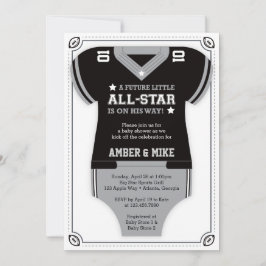 Convite para Chás de fraldas de futebol, preto, Ci