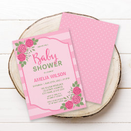 Convite para Chás de fraldas de Garotas Rosa e Ros