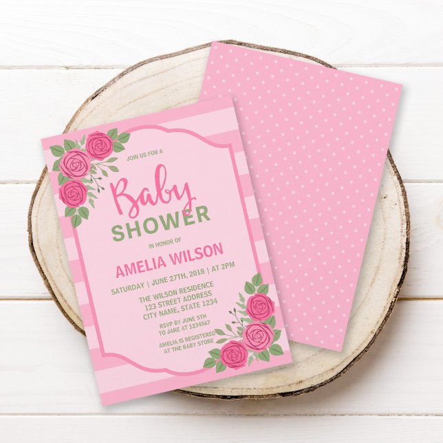 Convite para Chás de fraldas de Garotas Rosa e Ros (Criador carregado)