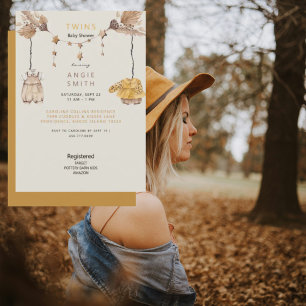 Convite para Chás de fraldas de gêmeos e garotas b