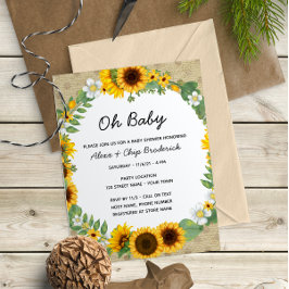 Convite para Chás de fraldas de girassol