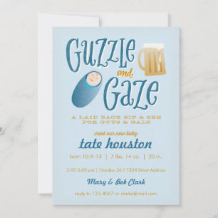Convite para Chás de fraldas de Guzzle e Gaze