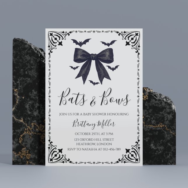 Convite para Chás de fraldas de Halloween de Bats  (Criador carregado)