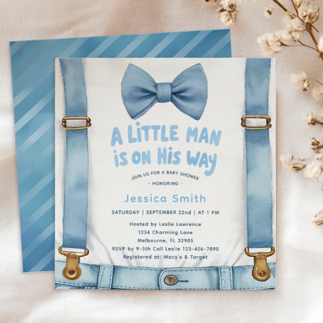 Convite para Chás de fraldas de Homem Pequeno com  (Adorable Little Man Invite)