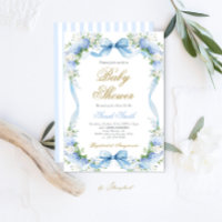 Convite para Chás de fraldas de Hydrangea Azul