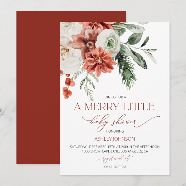 Convite para Chás de fraldas de inverno, Chá de Na (Frente/Verso)