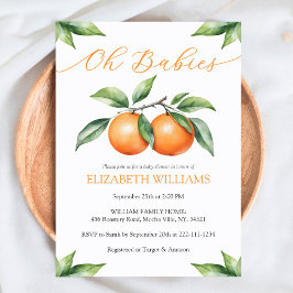 Convite para Chás de fraldas de Laranja Aquarela p