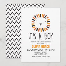 Convite para Chás de fraldas de leão