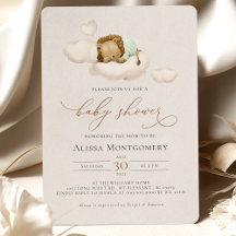 Convite para Chás de fraldas de Leão VERDE