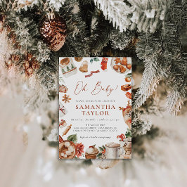 Convite para Chás de fraldas de Natal de inverno