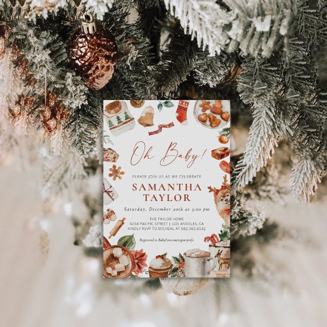 Convite para Chás de fraldas de Natal de inverno (Criador carregado)