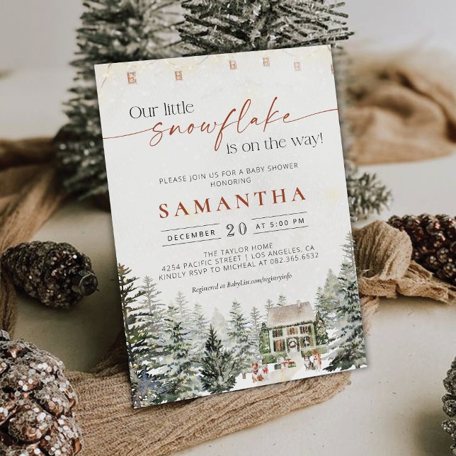 Convite para Chás de fraldas de Natal de inverno (Criador carregado)