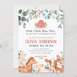 Convite para Chás de fraldas de Paradas de Animai