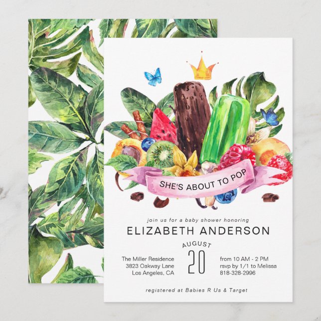 Convite para Chás de fraldas de picolé de verão br (Frente/Verso)