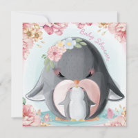 Convite para Chás de fraldas de pinguins