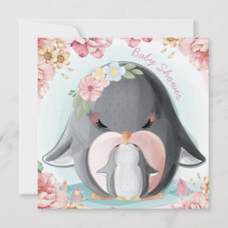 Convite para Chás de fraldas de pinguins