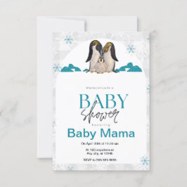Convite para Chás de fraldas de pinguins