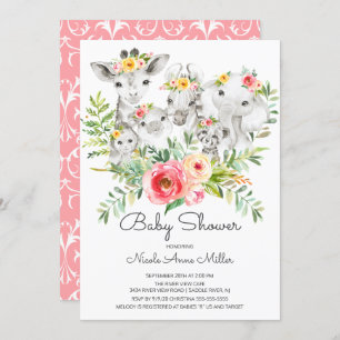 Convite para Chás de fraldas de Selva Adorável