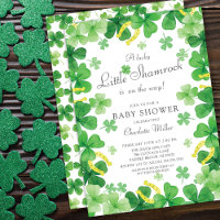 Convite para Chás de fraldas de Shamrock de Sorte 