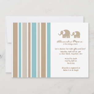Convite para Chás de fraldas de stripes e elefant