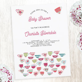 Convite para Chás de fraldas de Tea Party