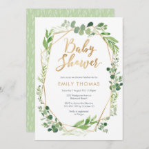 Convite para Chás de fraldas de verde - neutro em 