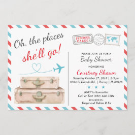 Convite para Chás de fraldas de viagem para rapari