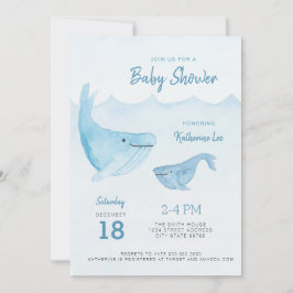 Convite para Chás de fraldas do Oceano de Baleia A