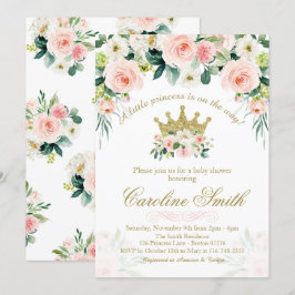 Convite para Chás de fraldas Dourados da Princesa 