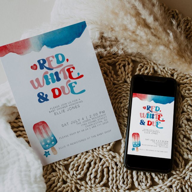 Convite para Chás de fraldas em 4 de julho (Criador carregado)