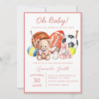 Convite para Chás de fraldas ESPORTE Baby ALL STAR
